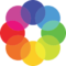 logo with interlacing different color circles